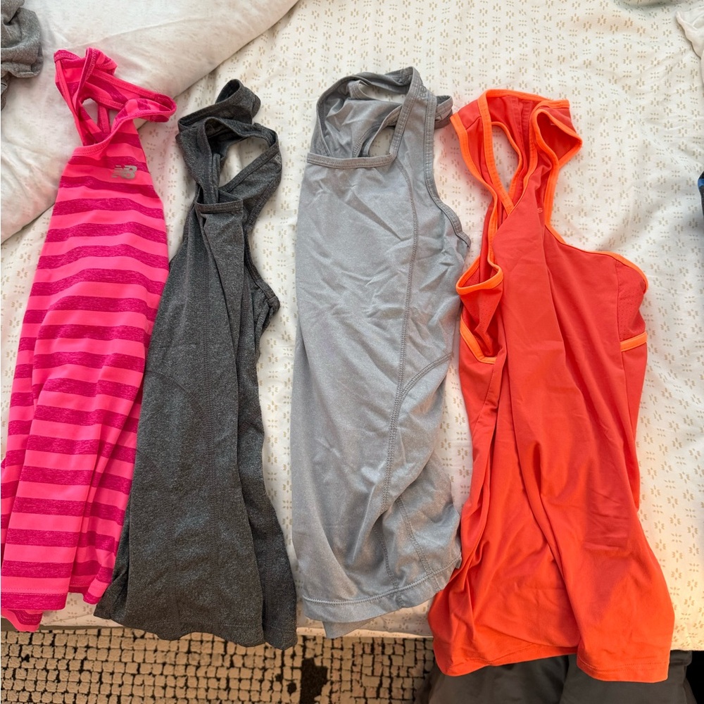 Reebok Women's Tank Tops - Pink Stripe, Charcoal, Light Gray, Orange